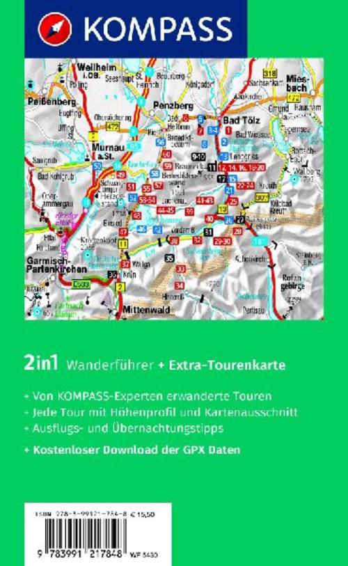 KOMPASS Wanderführer Isarwinkel, Bad Tölz, Lenggries, Walchensee, 60 Touren mit Extra-Tourenkarte