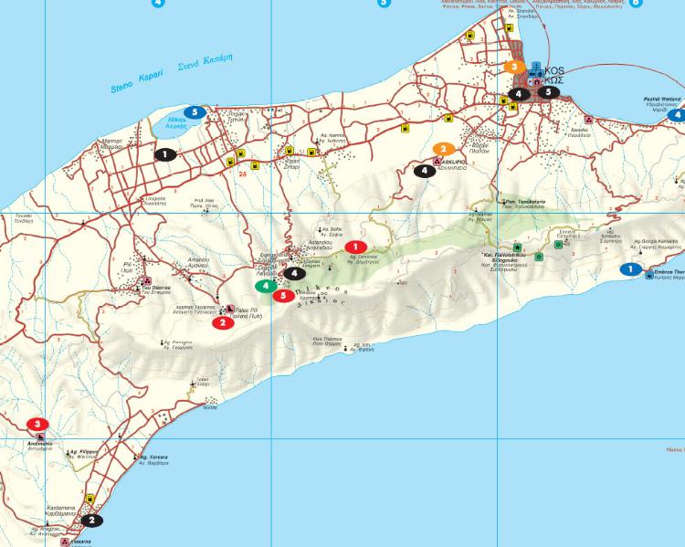 Kos 1 : 65 000. Island Pocket + The Big Five