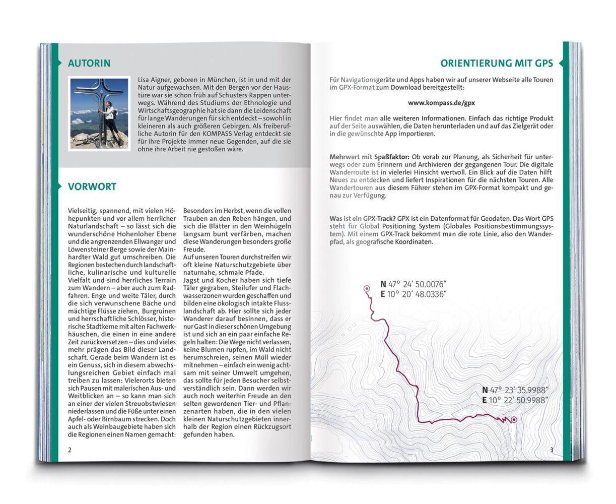 KOMPASS Wanderführer Hohenlohe, Mainhardter Wald, Löwensteiner und Ellwanger Berge, 55 Touren mit Extra-Tourenkarte