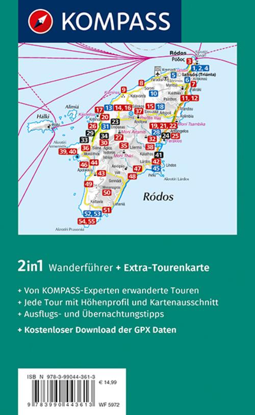 KOMPASS Wanderführer Rhodos, 55 Touren