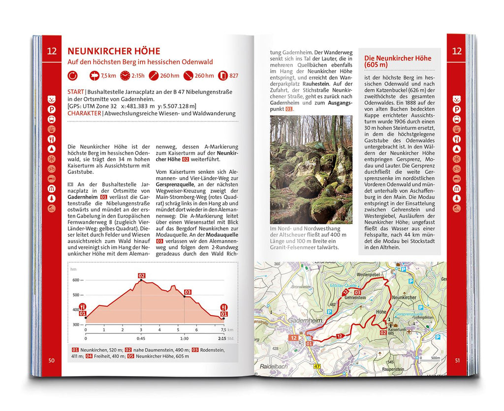 KOMPASS Wanderführer Odenwald, 60 Touren mit Extra-Tourenkarte
