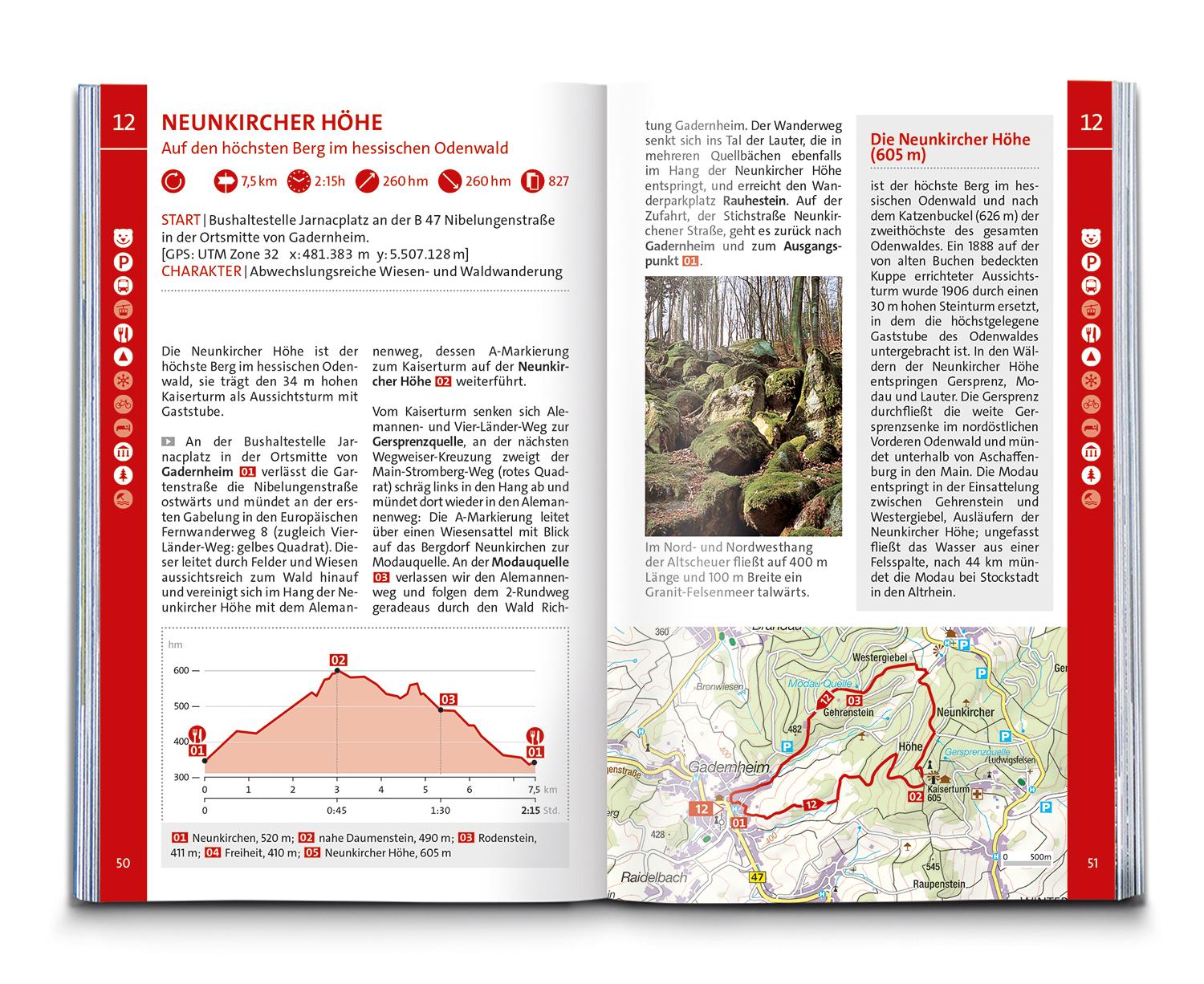 KOMPASS Wanderführer Odenwald, 60 Touren mit Extra-Tourenkarte