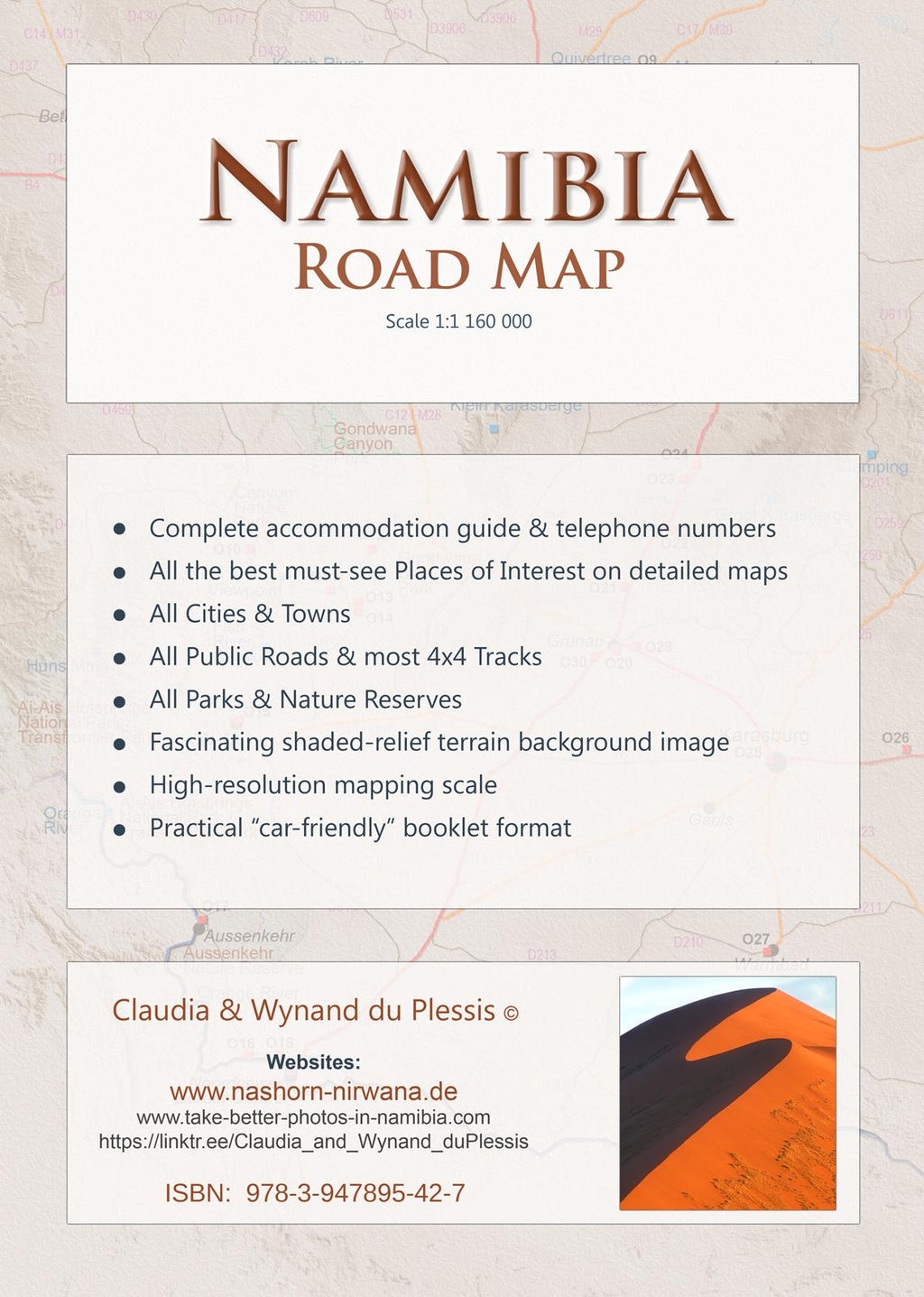 Detaillierte NAMIBIA Reisekarte - NAMIBIA ROAD MAP (1:1.160.000)