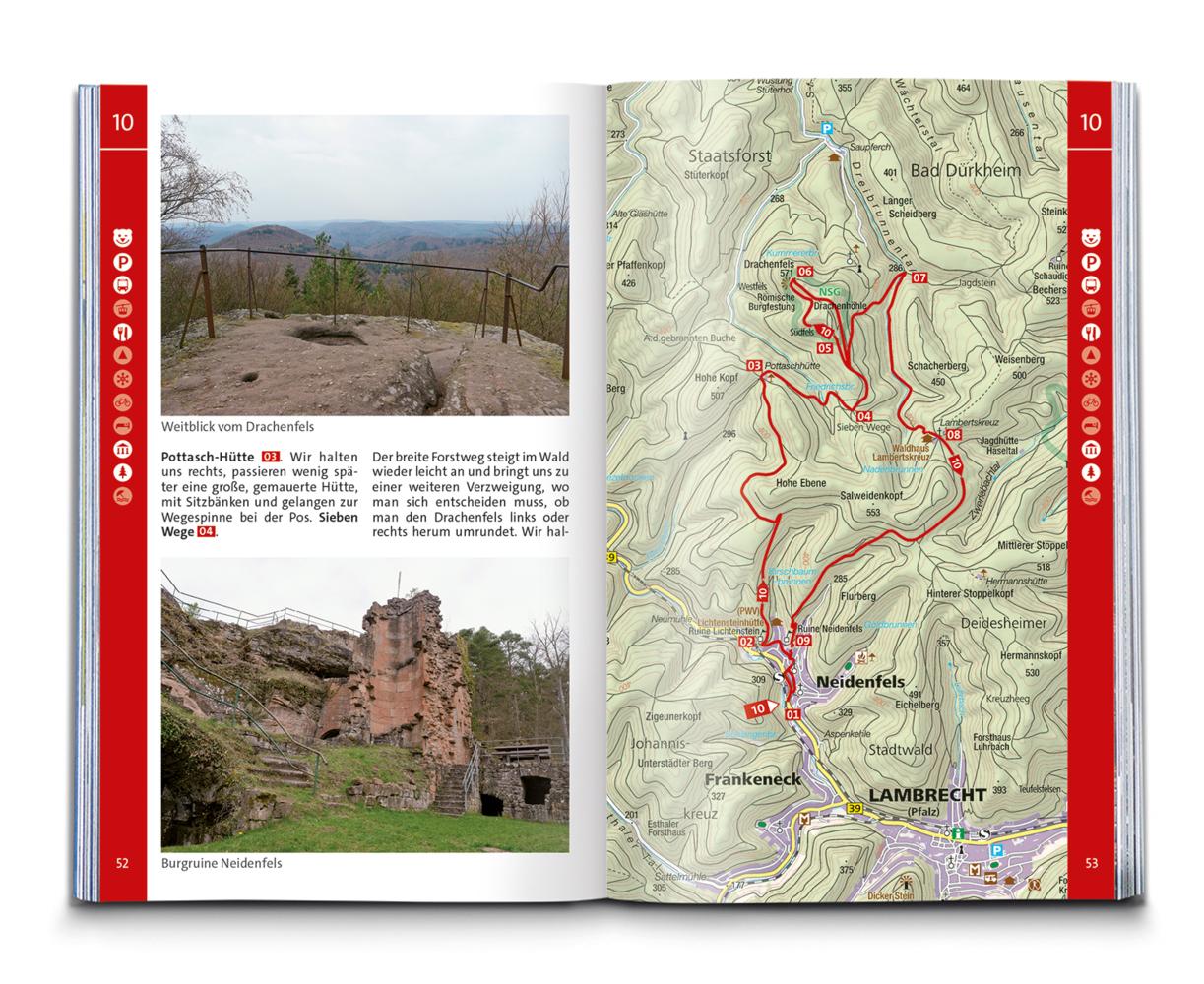KOMPASS Wanderführer Pfälzerwald und Deutsche Weinstraße, 60 Touren mit Extra-Tourenkarte