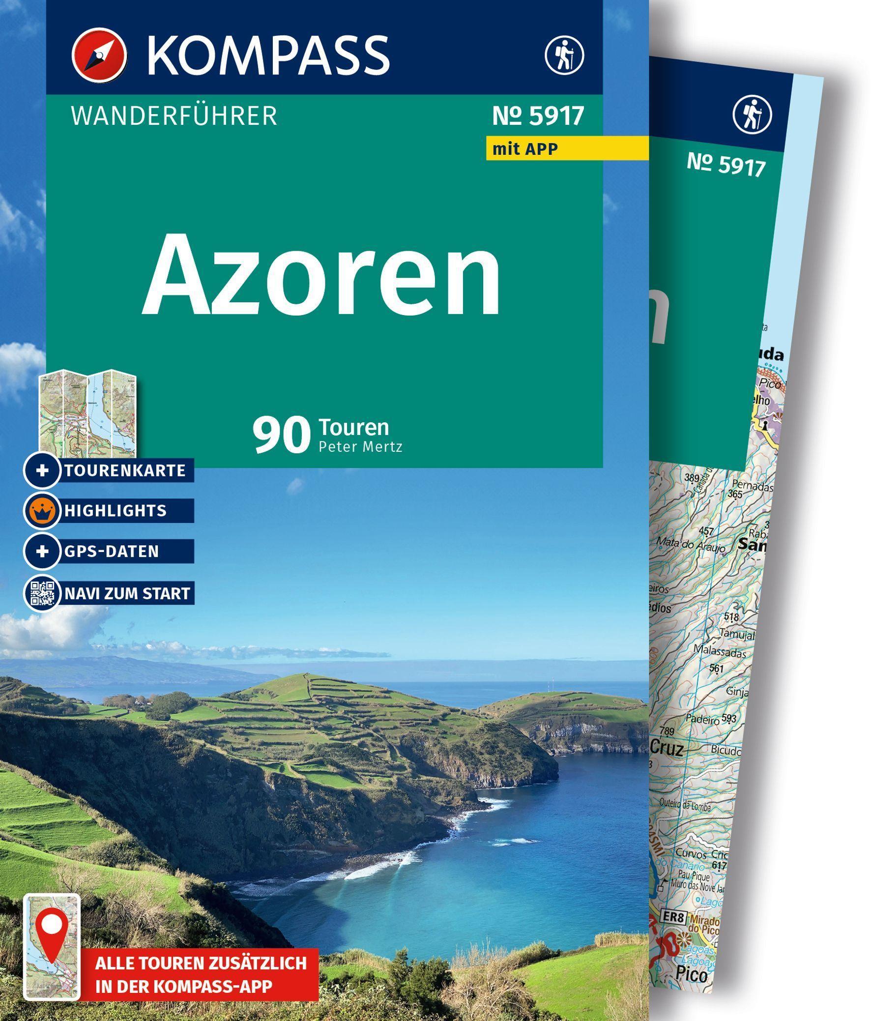 KOMPASS Wanderführer Azoren, 90 Touren mit Extra-Tourenkarte