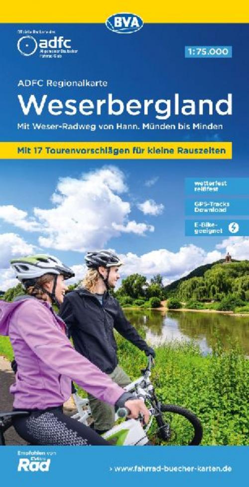 ADFC-Regionalkarte Weserbergland, 1:75.000, mit Tagestourenvorschlägen, reiß- und wetterfest, E-Bike-geeignet, GPS-Tracks Download