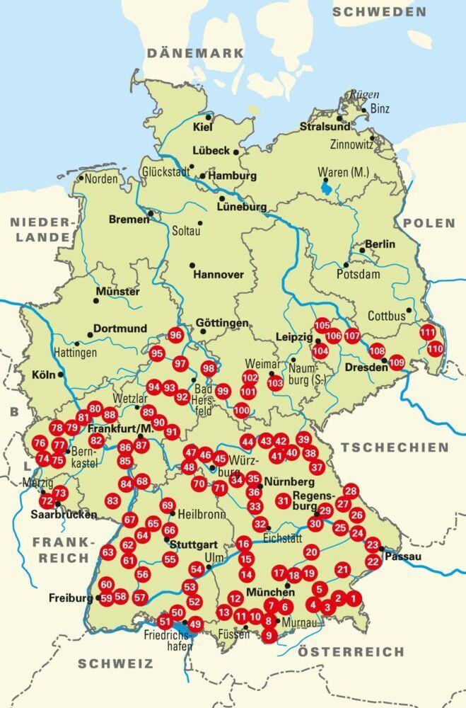 Die 111 schönsten Radtouren in Deutschlands Süden, E-Bike geeignet, kostenloser GPX-Tracks-Download aller 111 Radtouren