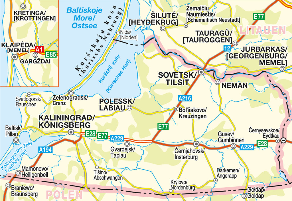 Höfer Polen RS 001. Nördliches Ostpreußen (mit Memelland) 1 : 200 000. Straßenkarte