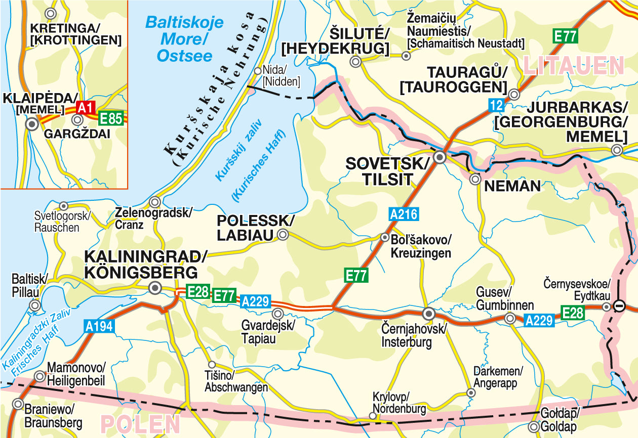 Höfer Polen RS 001. Nördliches Ostpreußen (mit Memelland) 1 : 200 000. Straßenkarte