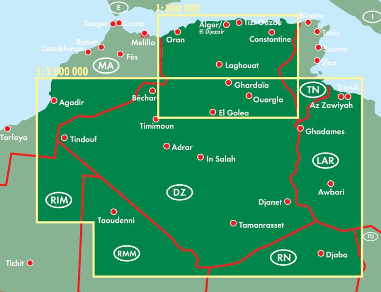 Algerien 1 : 800 000 / 1 : 2 000 000
