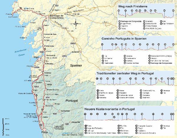 Portugal Spanien: Jakobsweg Caminho Português von Porto nach Santiago und Finisterre