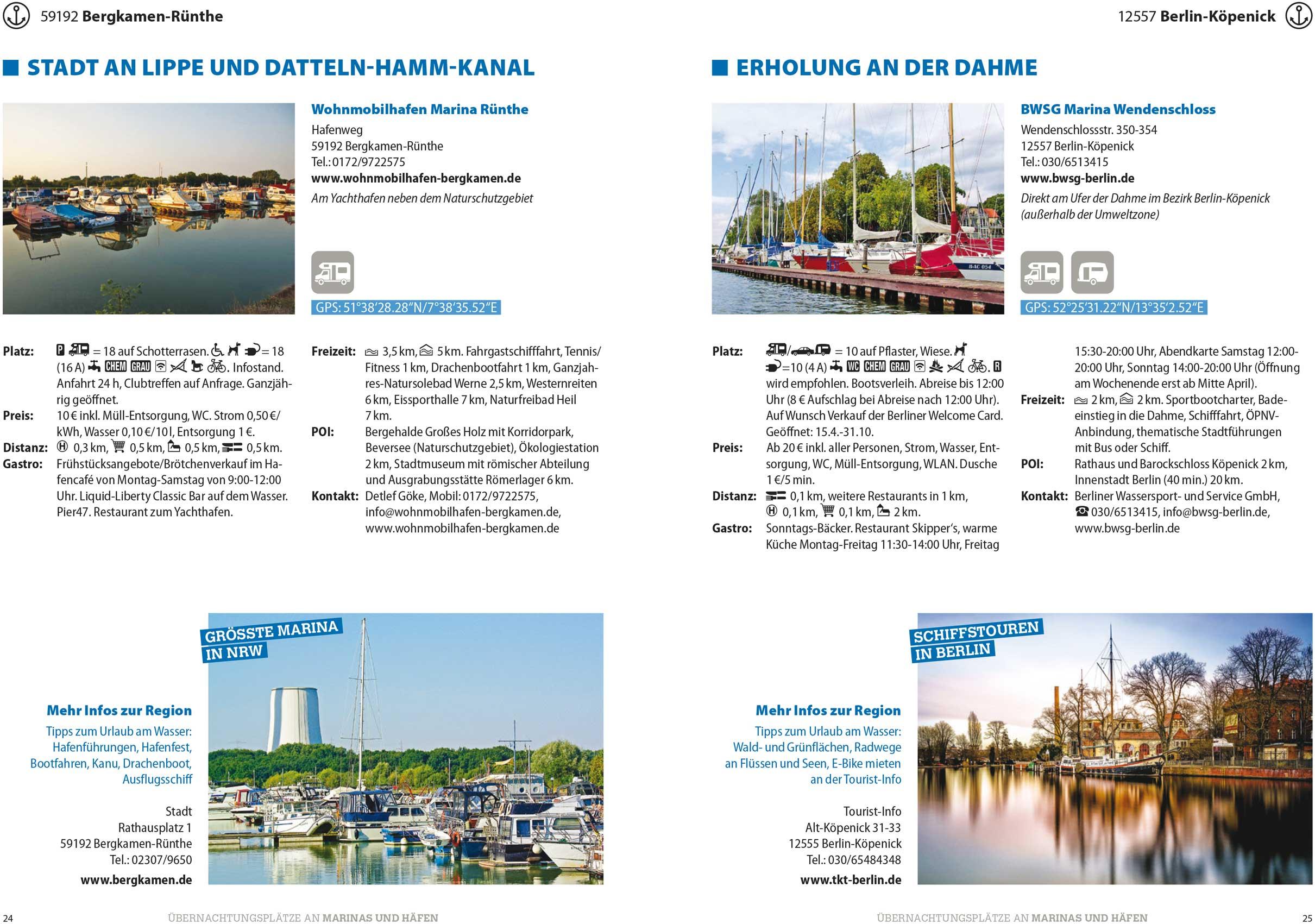 Stellplatzführer Marinas & Häfen