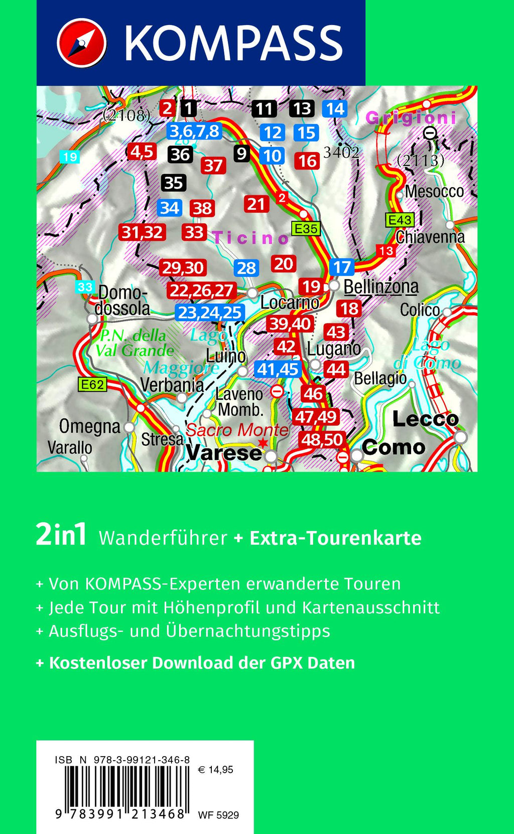 KOMPASS Wanderführer Tessin, 50 Touren mit Extra-Tourenkarte