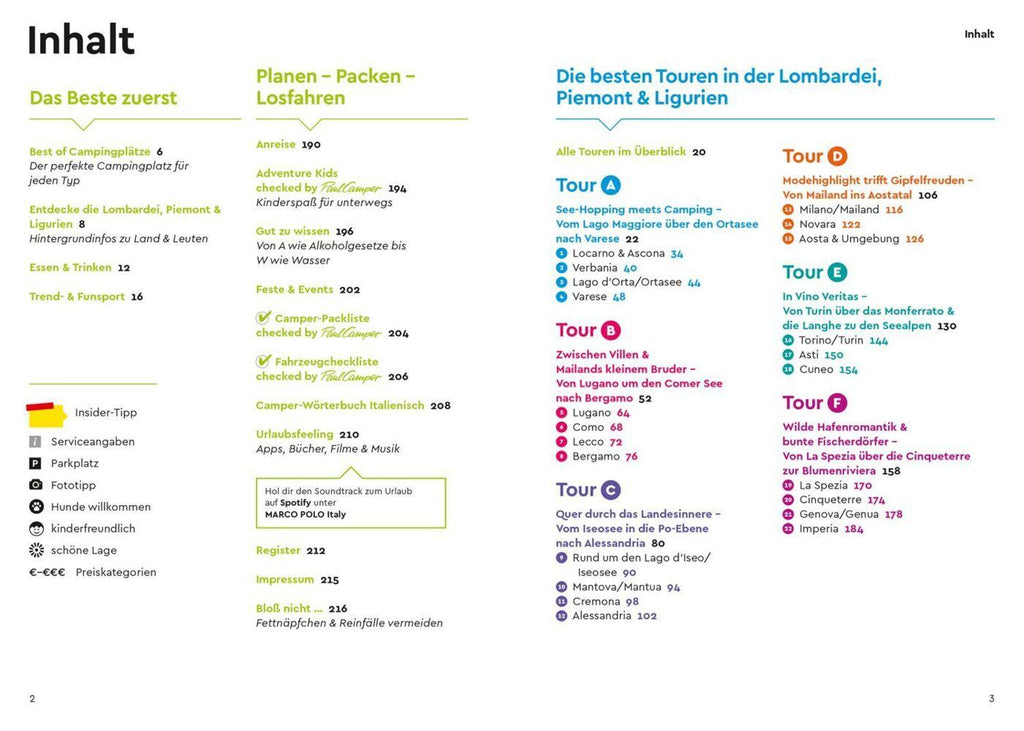 MARCO POLO Camper Guide Lombardei, Piemont & Ligurien