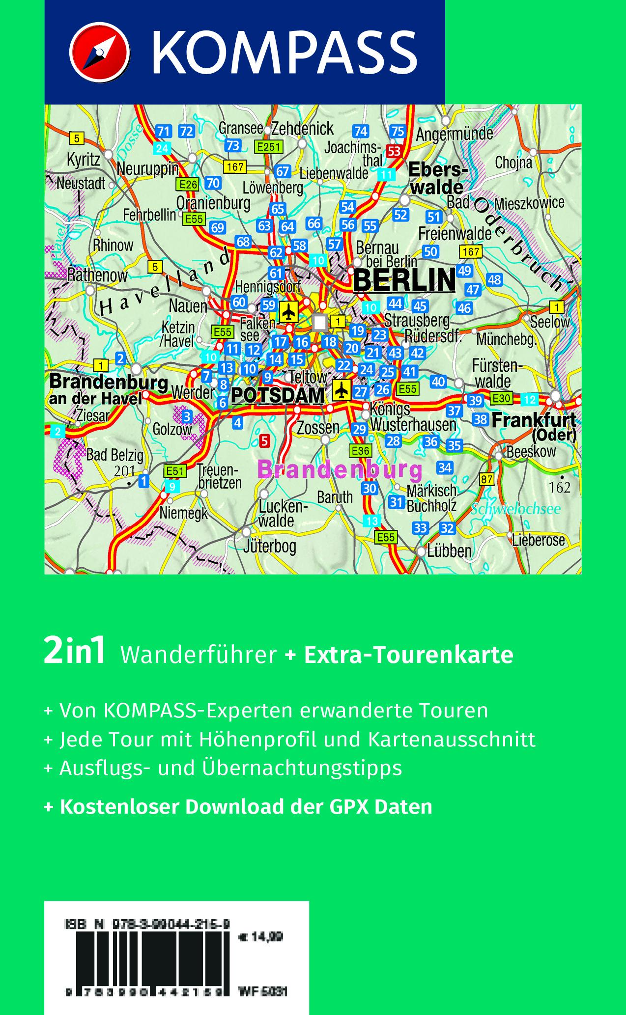 KOMPASS Wanderführer Berlin-Brandenburg, 75 Touren mit Extra-Tourenkarte