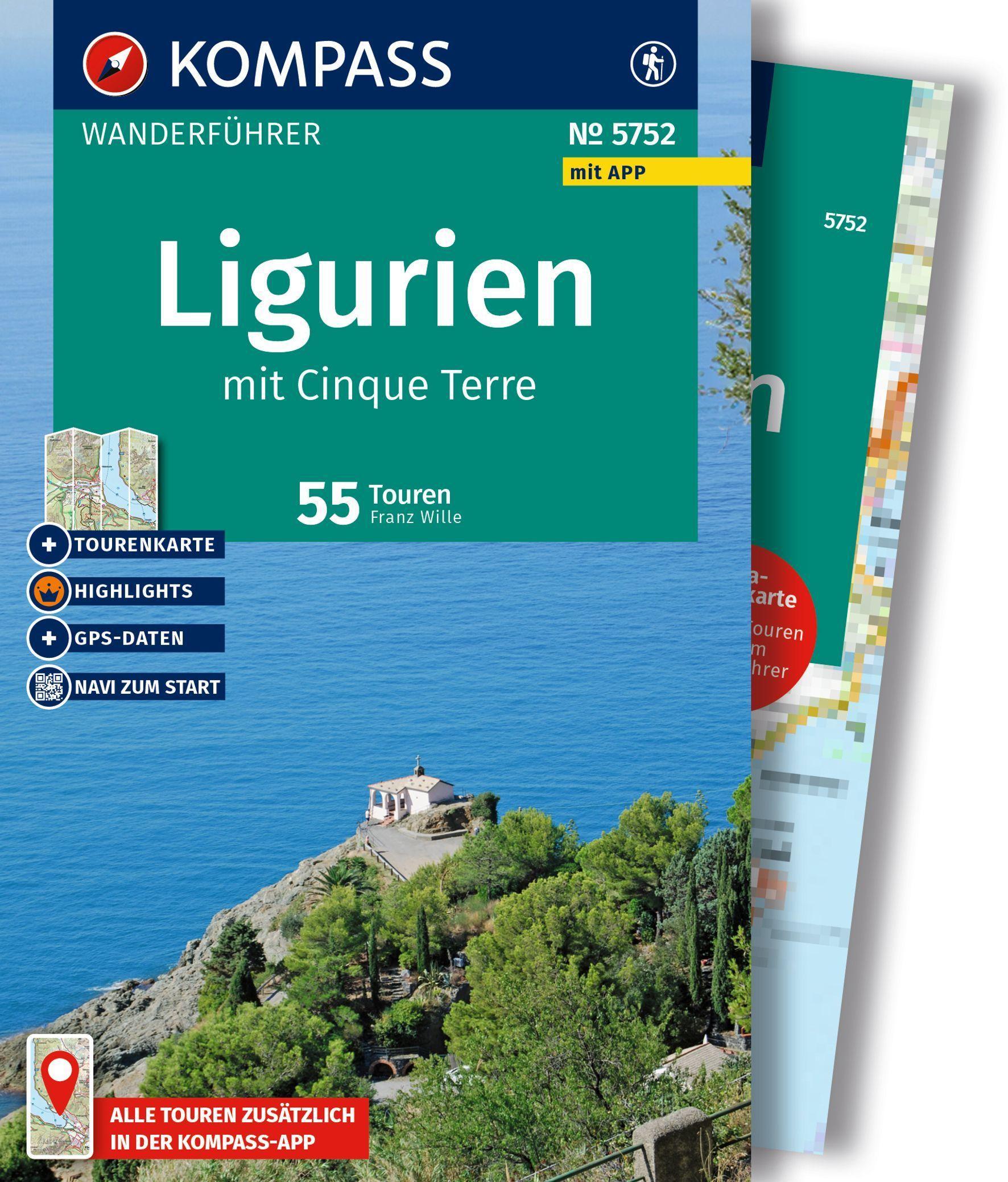 KOMPASS Wanderführer Ligurien mit Cinque Terre, 50 Touren mit Extra-Tourenkarte