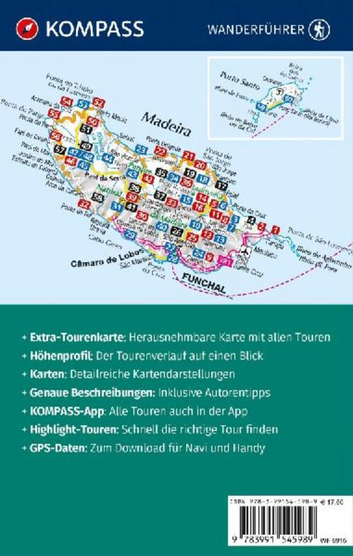 KOMPASS Wanderführer Madeira mit Porto Santo, 60 Touren mit Extra-Tourenkarte