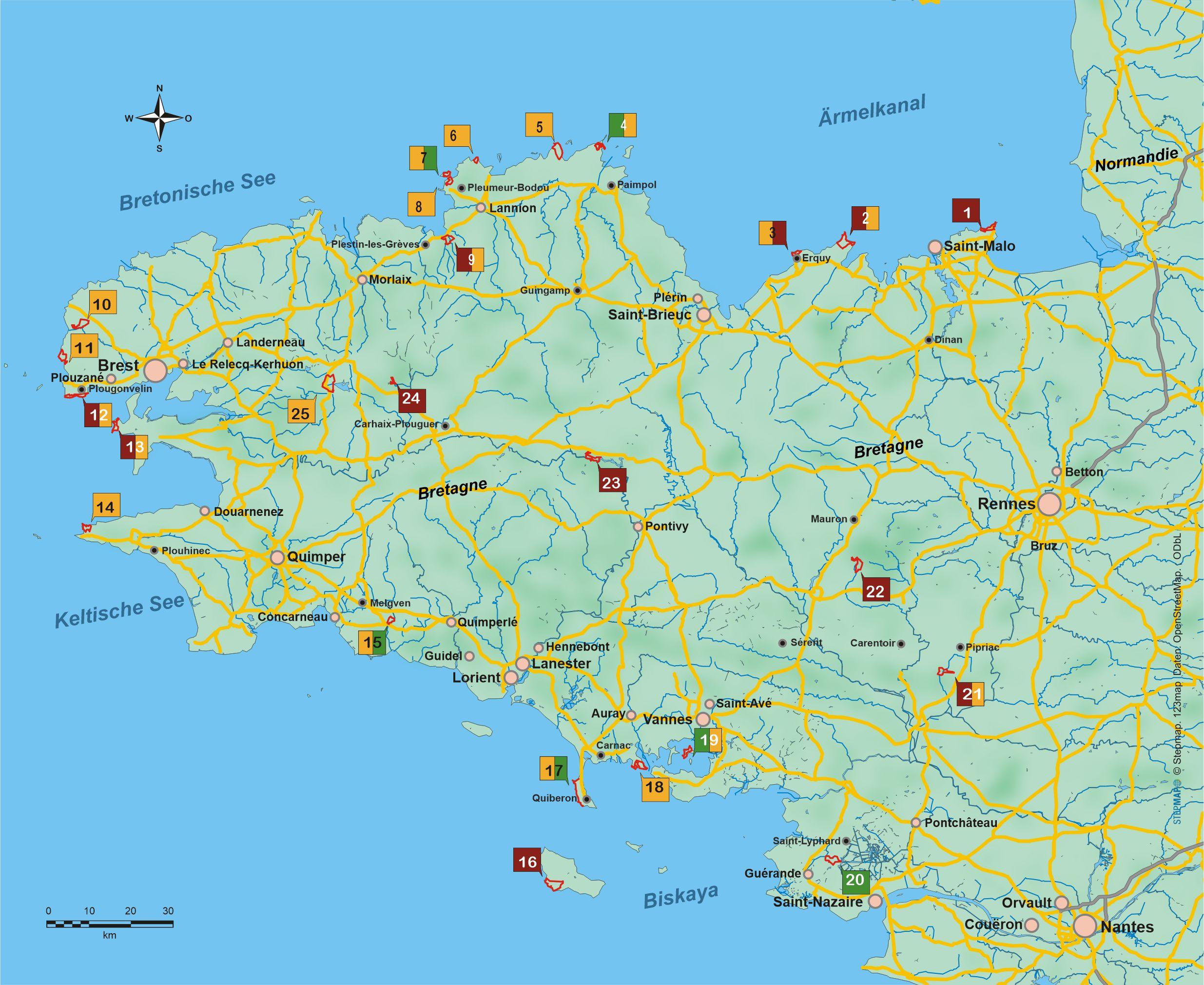 Bretagne 25 Touren zwischen Meer, Wald und Heidekraut