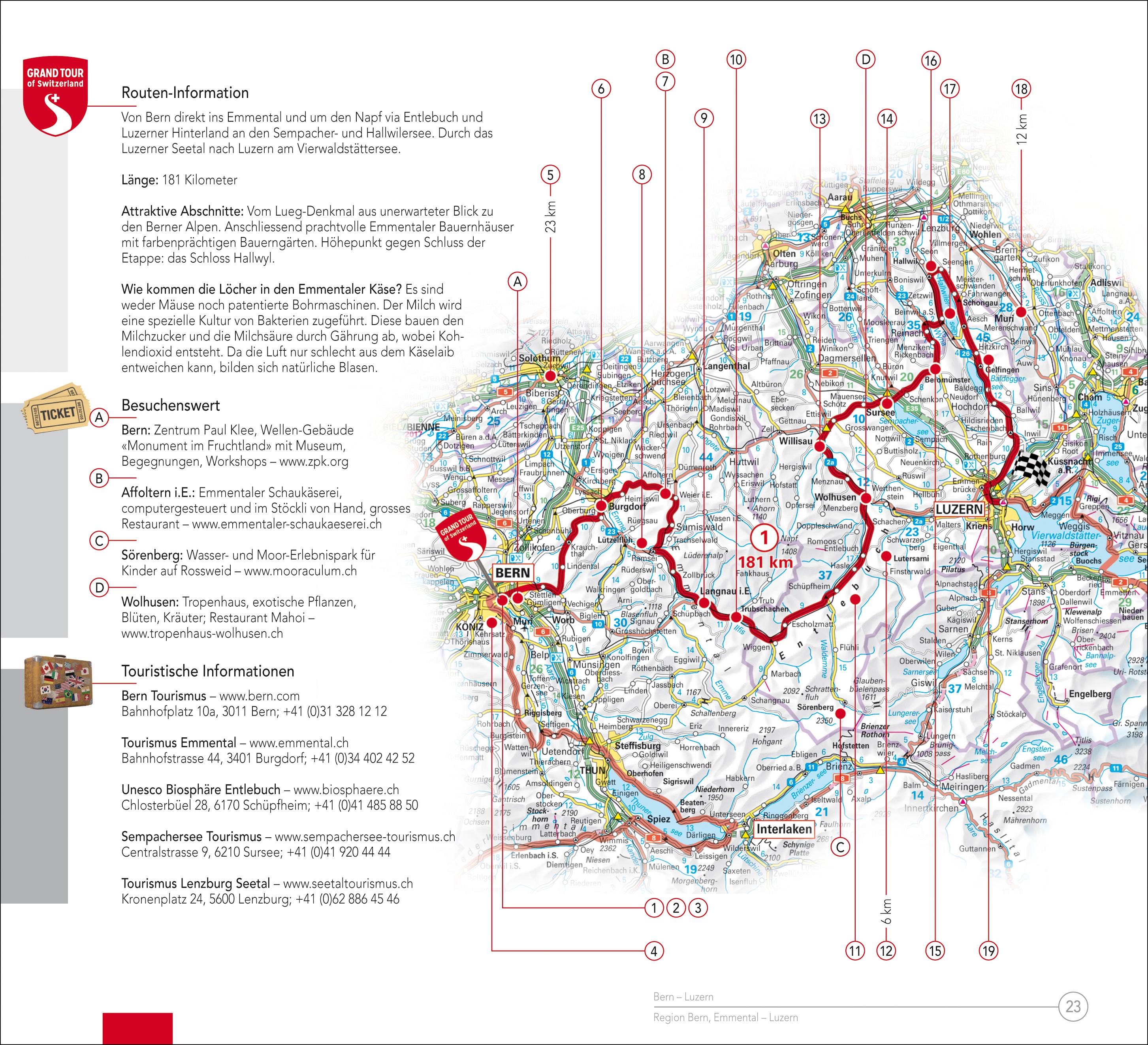 Hallwag Reiseführer Grand Tour of Switzerland Touring Guide, deutsche Ausgabe