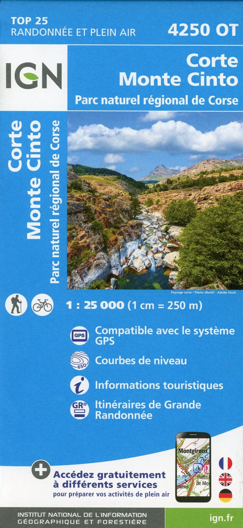 Corte Monte Cinto  Parc naturel régional de Corse 1 : 25 000