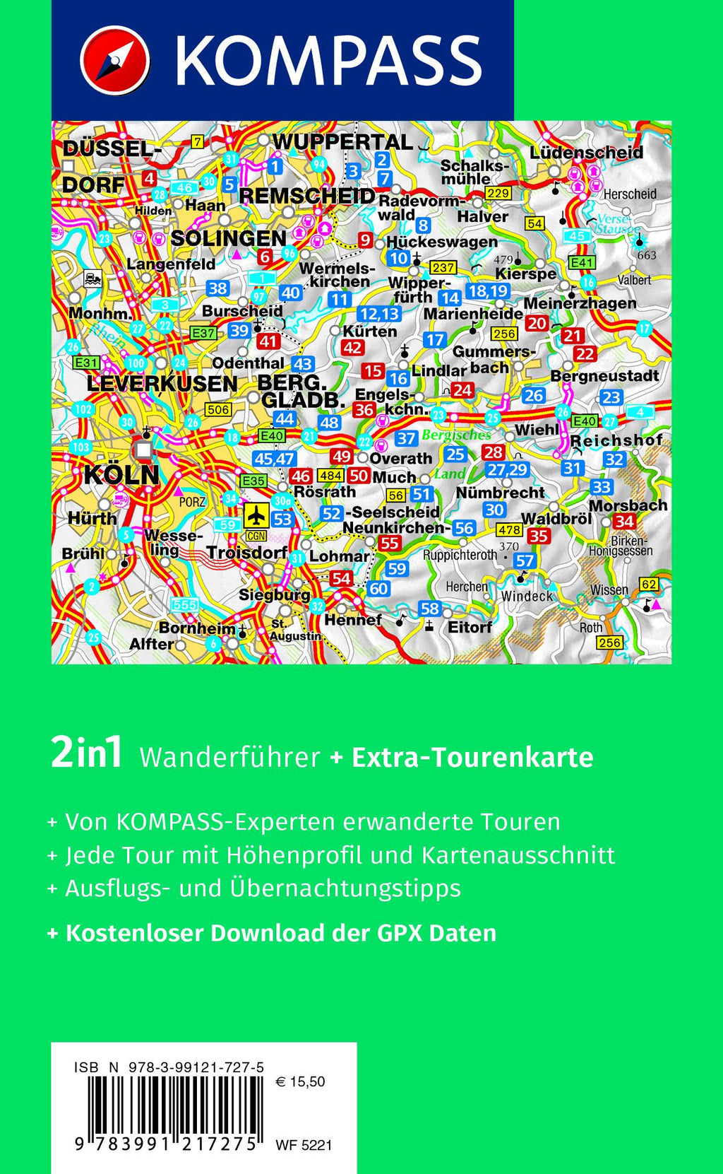 KOMPASS Wanderführer Bergisches Land, Naturpark zwischen Rhein und Sauerland, 60 Touren mit Extra-Tourenkarte