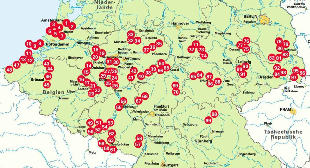 Die 99 schönsten Radtouren für Camper in Deutschlands Mitte, Belgien, Luxemburg und den südlichen Niederlanden E-Bike geeignet, mit GPX-Tracks-Download