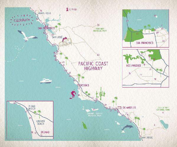 Glücksorte am Pacific Coast Highway. Von San Diego bis San Francisco