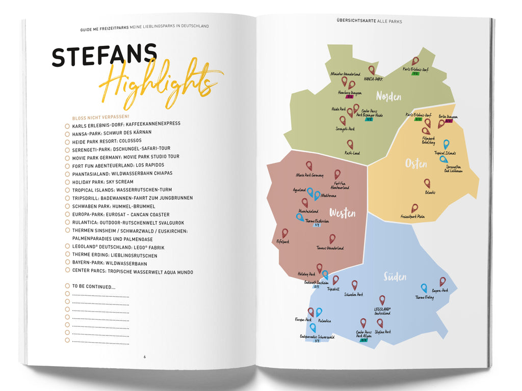 GuideMe Reiseführer \"Die 30 besten Freizeitparks Deutschlands inkl. Wasserparks & Thermen\"