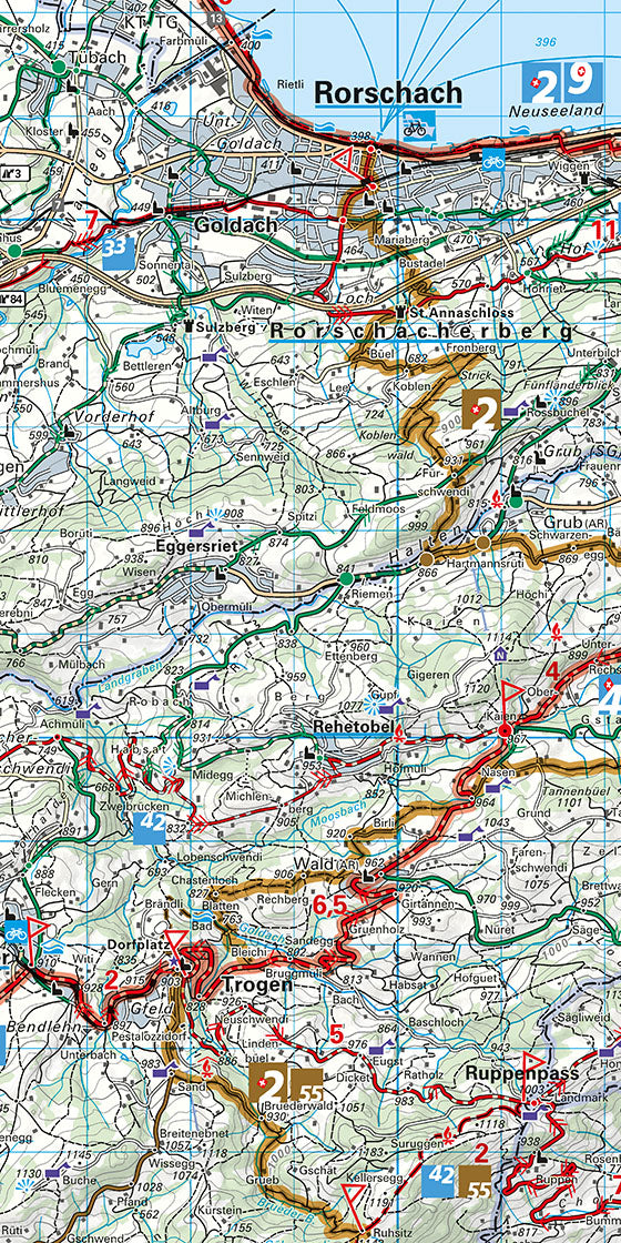 Radwanderkarte St. Gallen - Appenzell - Toggenburg mit Ortsindex (7)