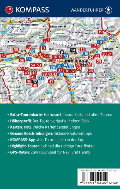 KOMPASS Wanderführer Innsbruck und Umgebung, Karwendel, Tuxer Alpen, Sellrain und Mieminger Kette, 60 Touren mit Extra-Tourenkarte