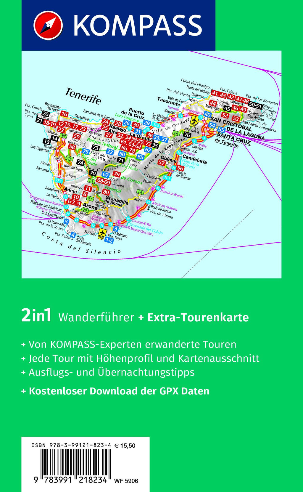 KOMPASS Wanderführer Teneriffa, 80 Touren mit Extra-Tourenkarte