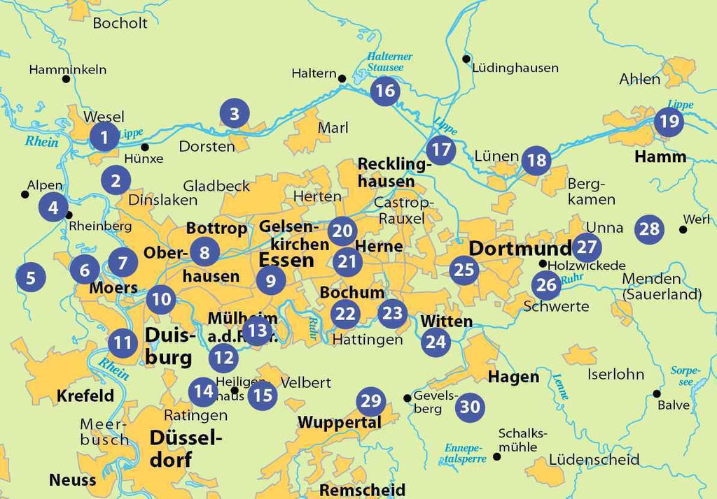 BVA Die 30 schönsten E-Bike Touren im Ruhrgebiet - Über Flussradwege und Alte Bahntrassen mit Knotenpunkten
