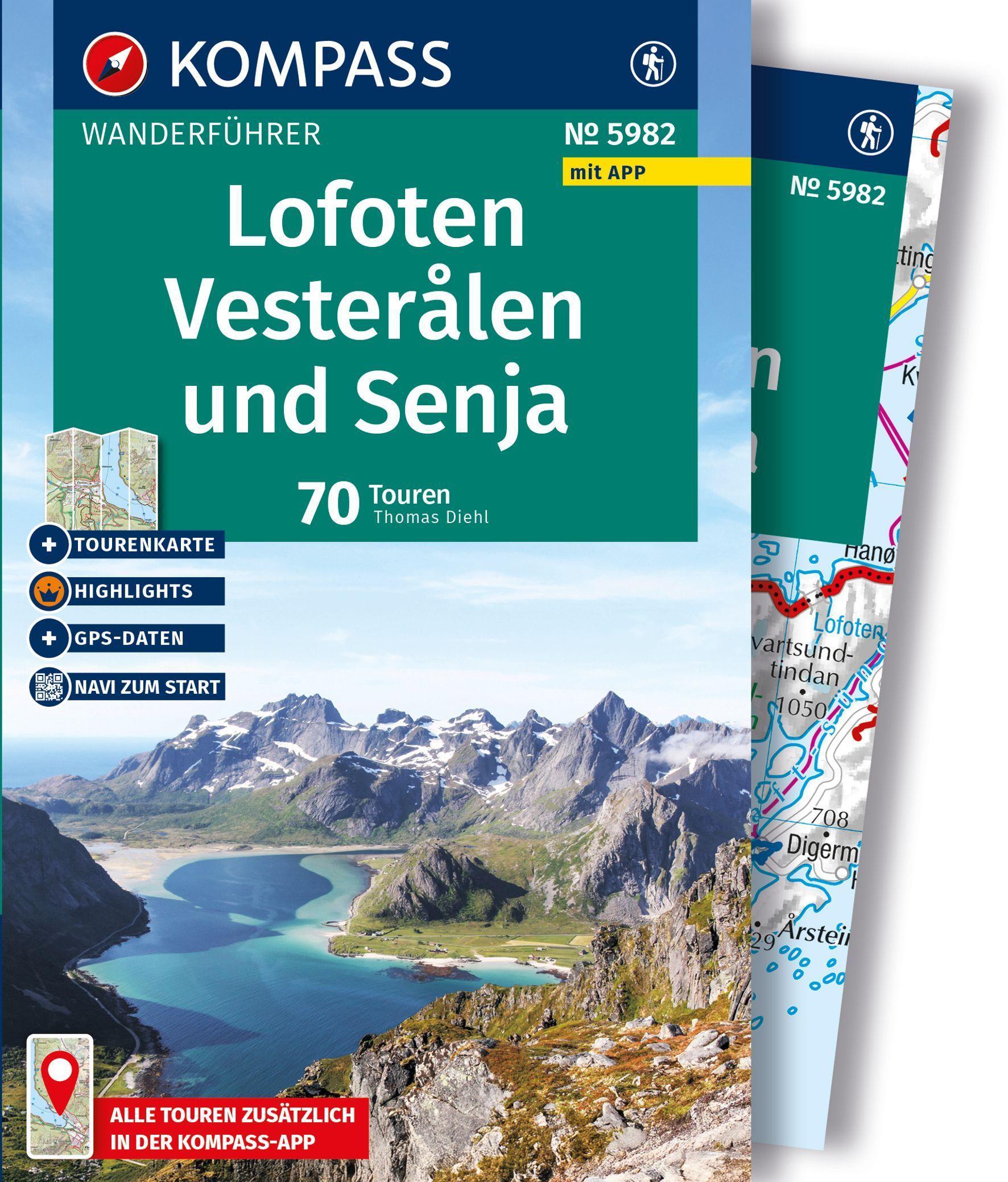 KOMPASS Wanderführer Lofoten, Vesterålen und Senja, 70 Touren mit Extra-Tourenkarte