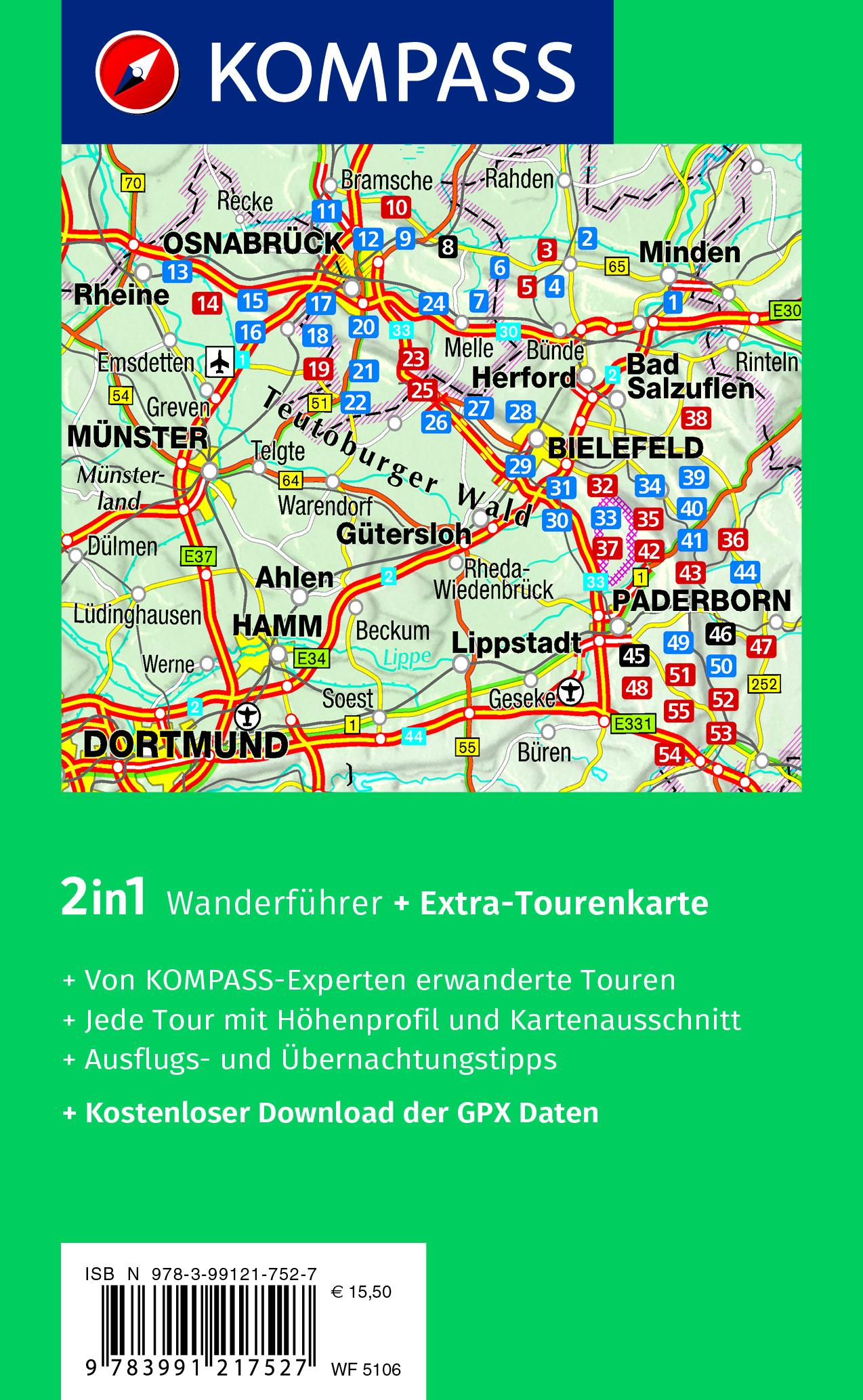 KOMPASS Wanderführer Naturpark Teutoburger Wald mit Wiehen- und Eggegebirge, 55 Touren mit Extra-Tourenkarte
