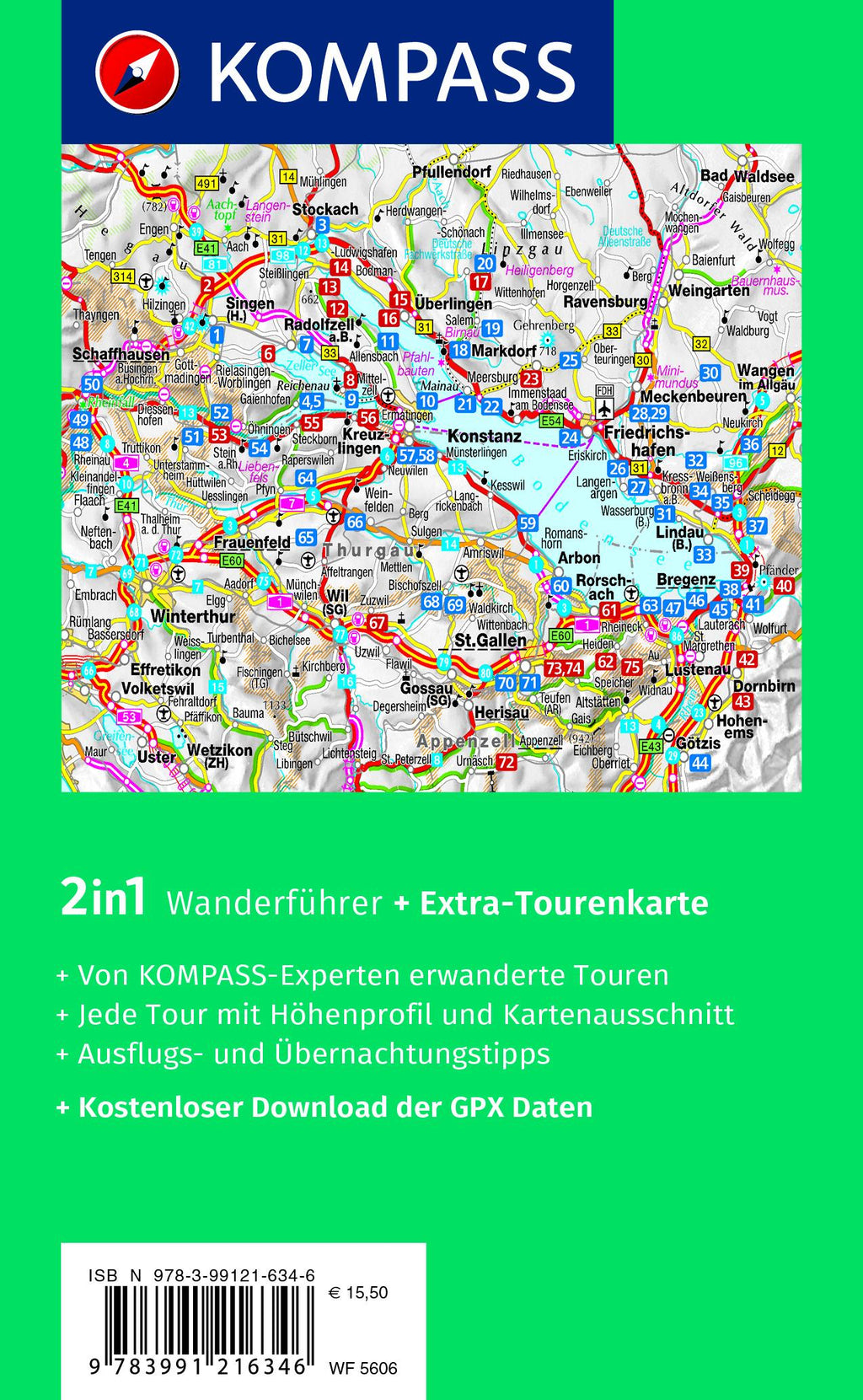 KOMPASS Wanderführer Bodensee, 75 Touren mit Extra-Tourenkarte