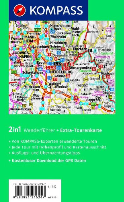 KOMPASS Wanderführer Heidelberg mit Neckarsteig, 35 Touren mit Extra-Tourenkarte