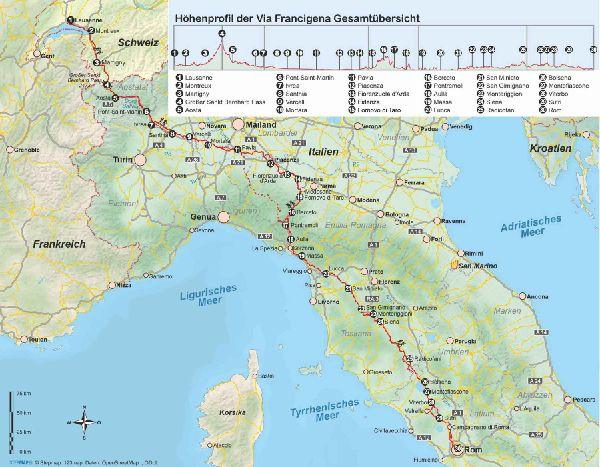 Via Francigena von Lausanne nach Rom