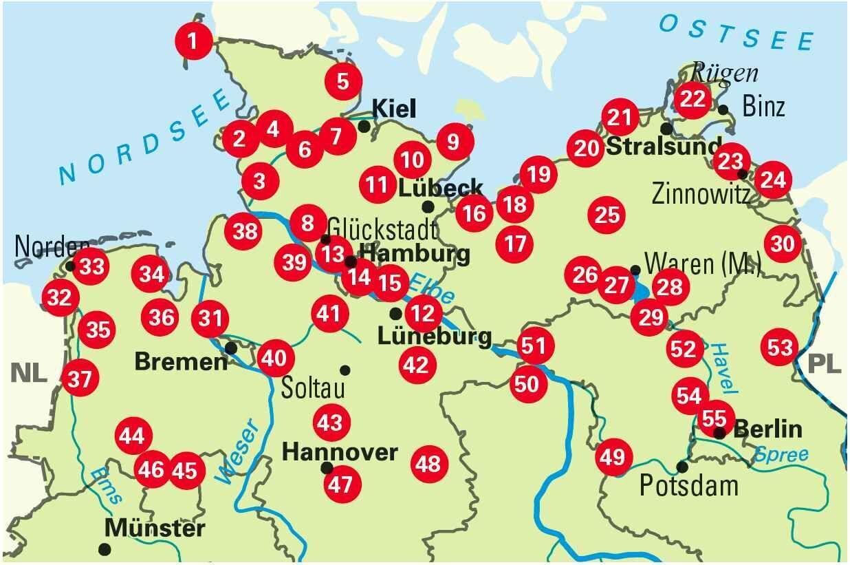 BVA Die 55 schönsten E-Bike-Touren in Deutschlands Norden mit Knotenpunkten