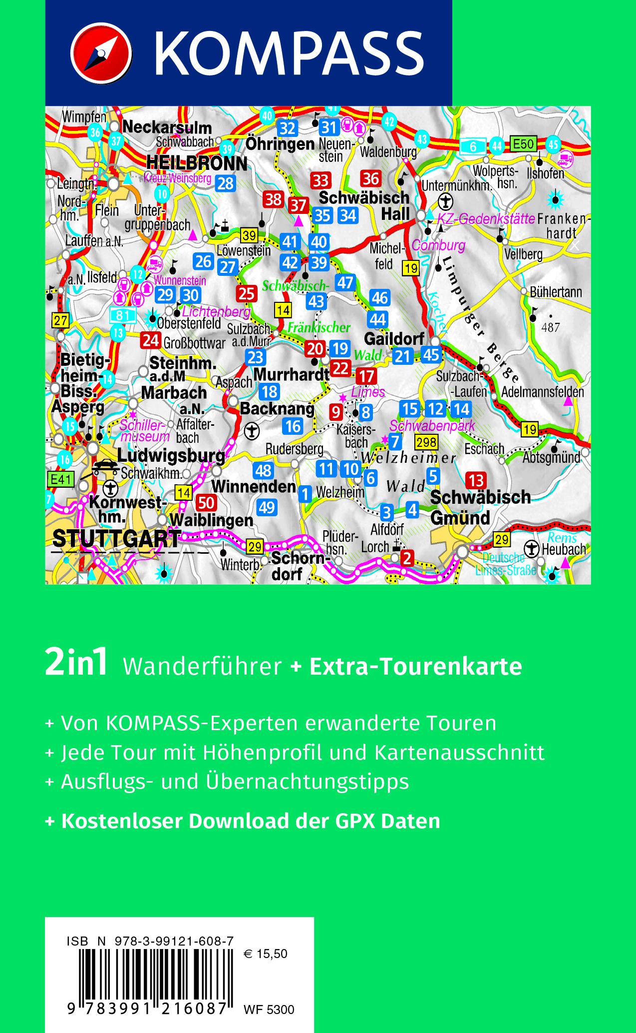 KOMPASS Wanderführer Naturpark Schwäbisch-Fränkischer Wald, Die Wanderregion bei Stuttgart, 50 Touren mit Extra-Tourenkarte