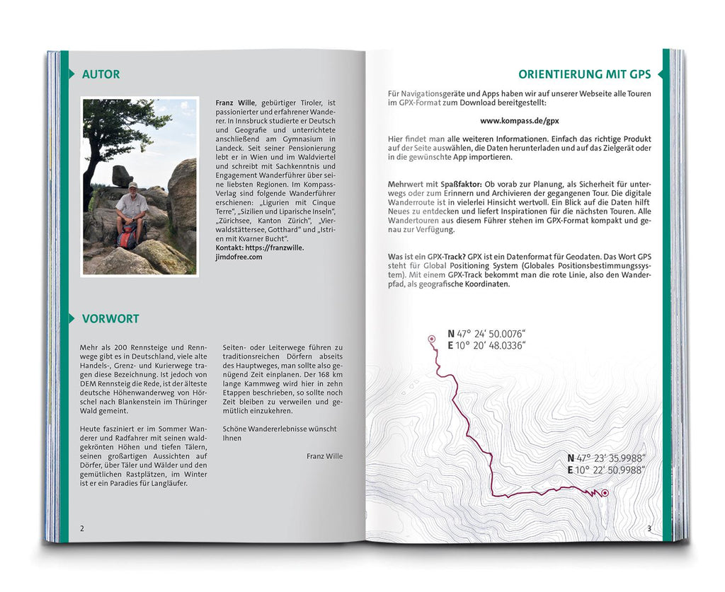 KOMPASS Wanderführer Rennsteig, 10 Etappen mit Extra-Tourenkarte