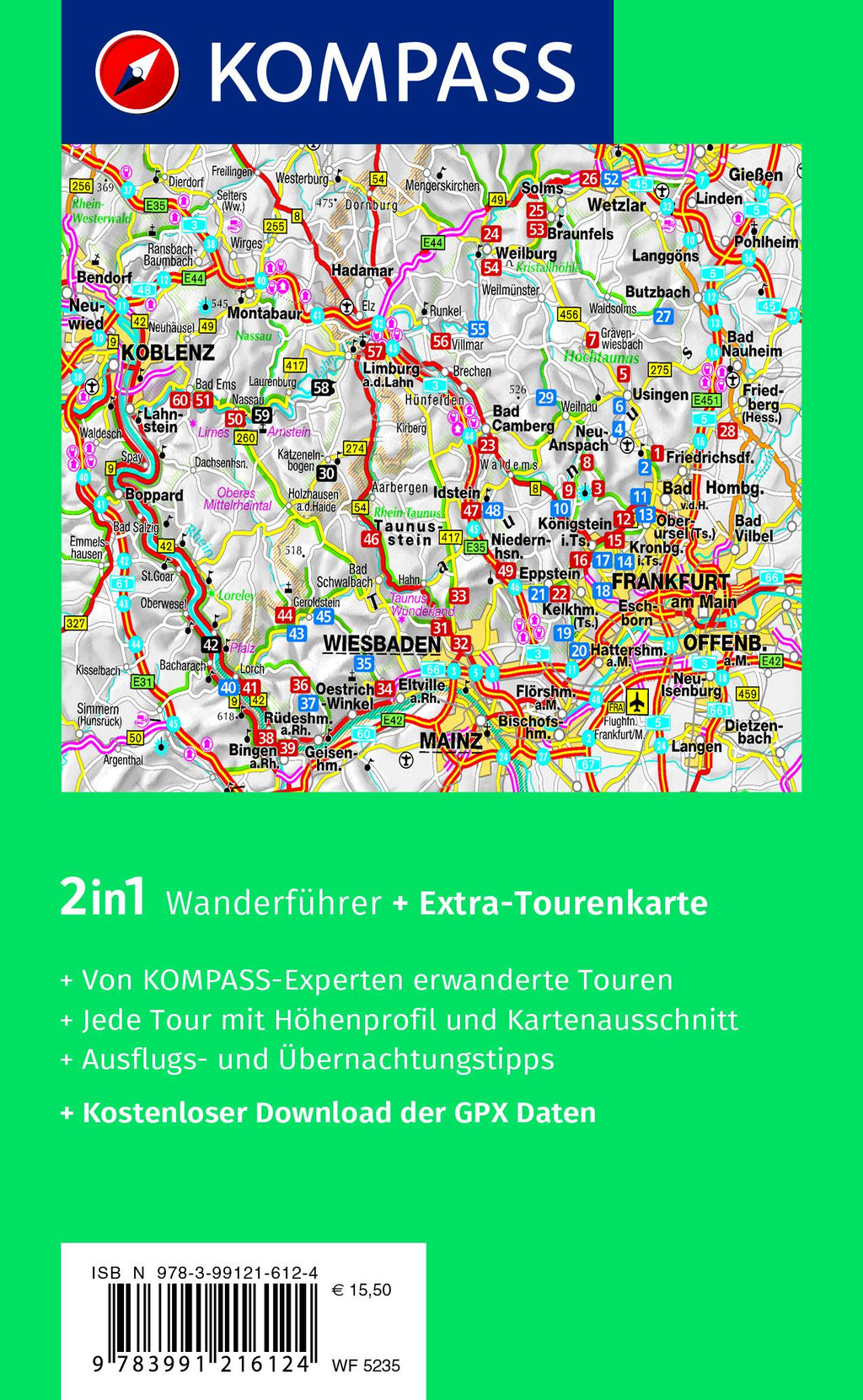 KOMPASS Wanderführer Taunus, Naturpark Taunus, Naturpark Rhein-Taunus, Lahn-Taunus, 60 Touren mit Extra-Tourenkarte