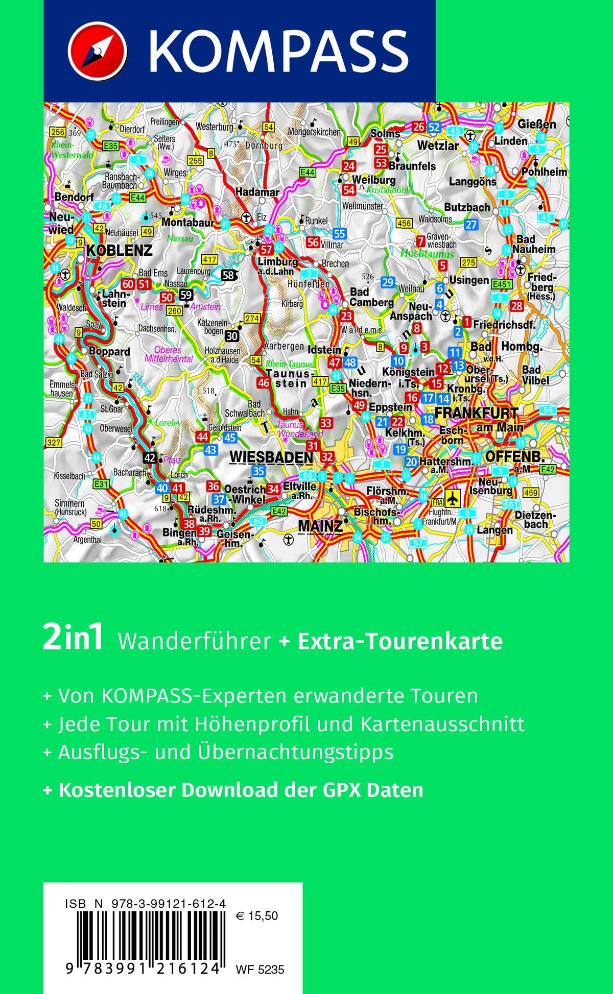 KOMPASS Wanderführer Taunus, Naturpark Taunus, Naturpark Rhein-Taunus, Lahn-Taunus, 60 Touren mit Extra-Tourenkarte