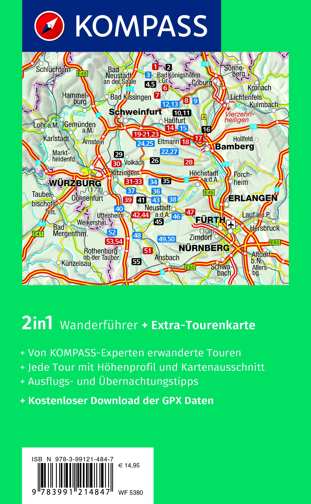 KOMPASS Wanderführer Steigerwald mit Haßbergen und Frankenhöhe, 55 Touren mit Extra-Tourenkarte