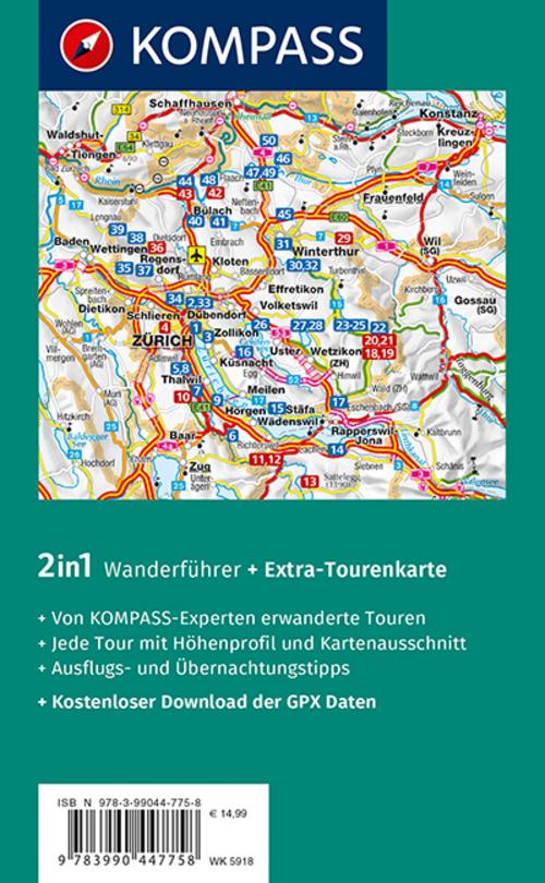 KOMPASS Wanderführer Zürich, Zürichsee, 50 Touren