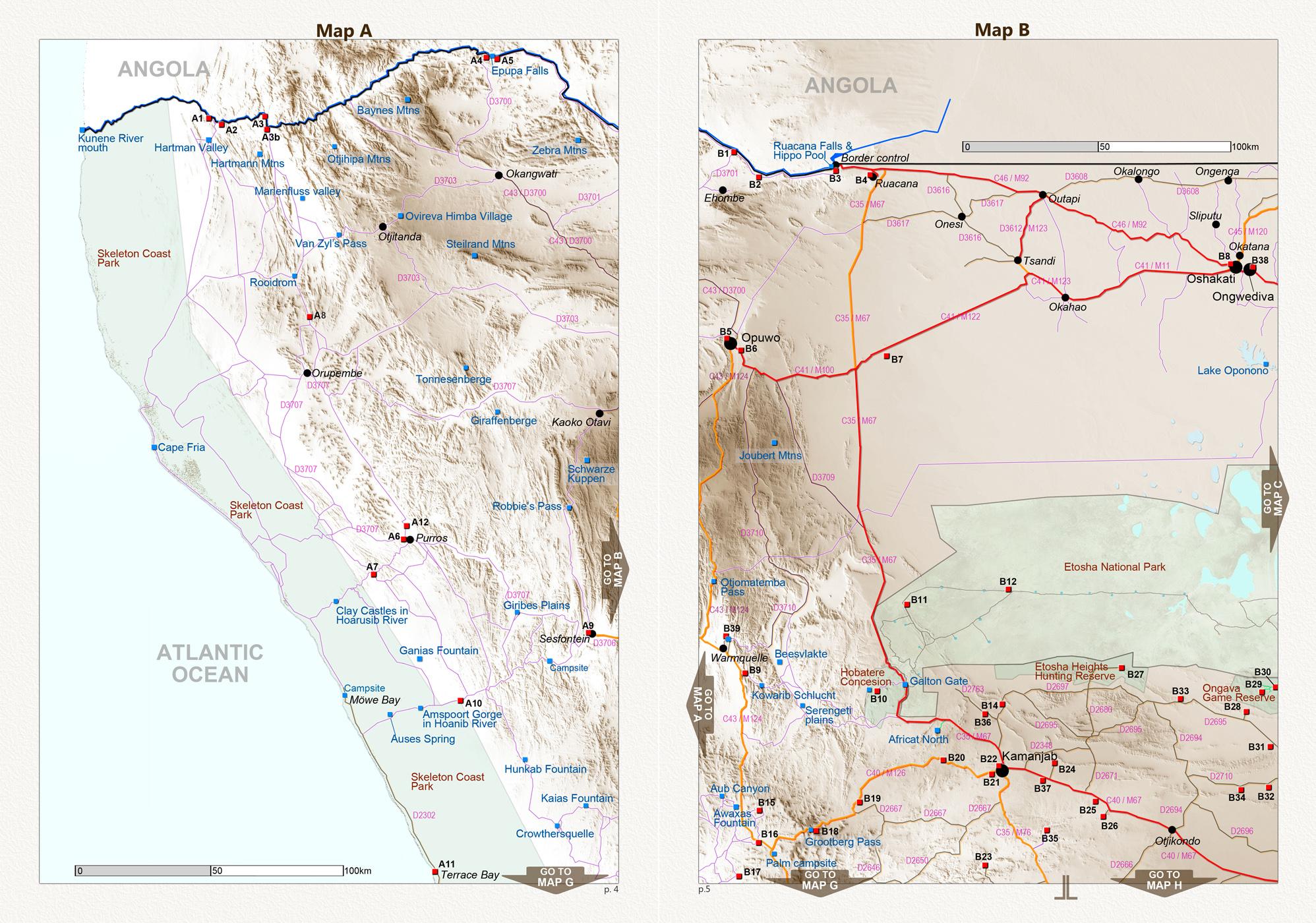 Detaillierte NAMIBIA Reisekarte - NAMIBIA ROAD MAP (1:1.160.000)