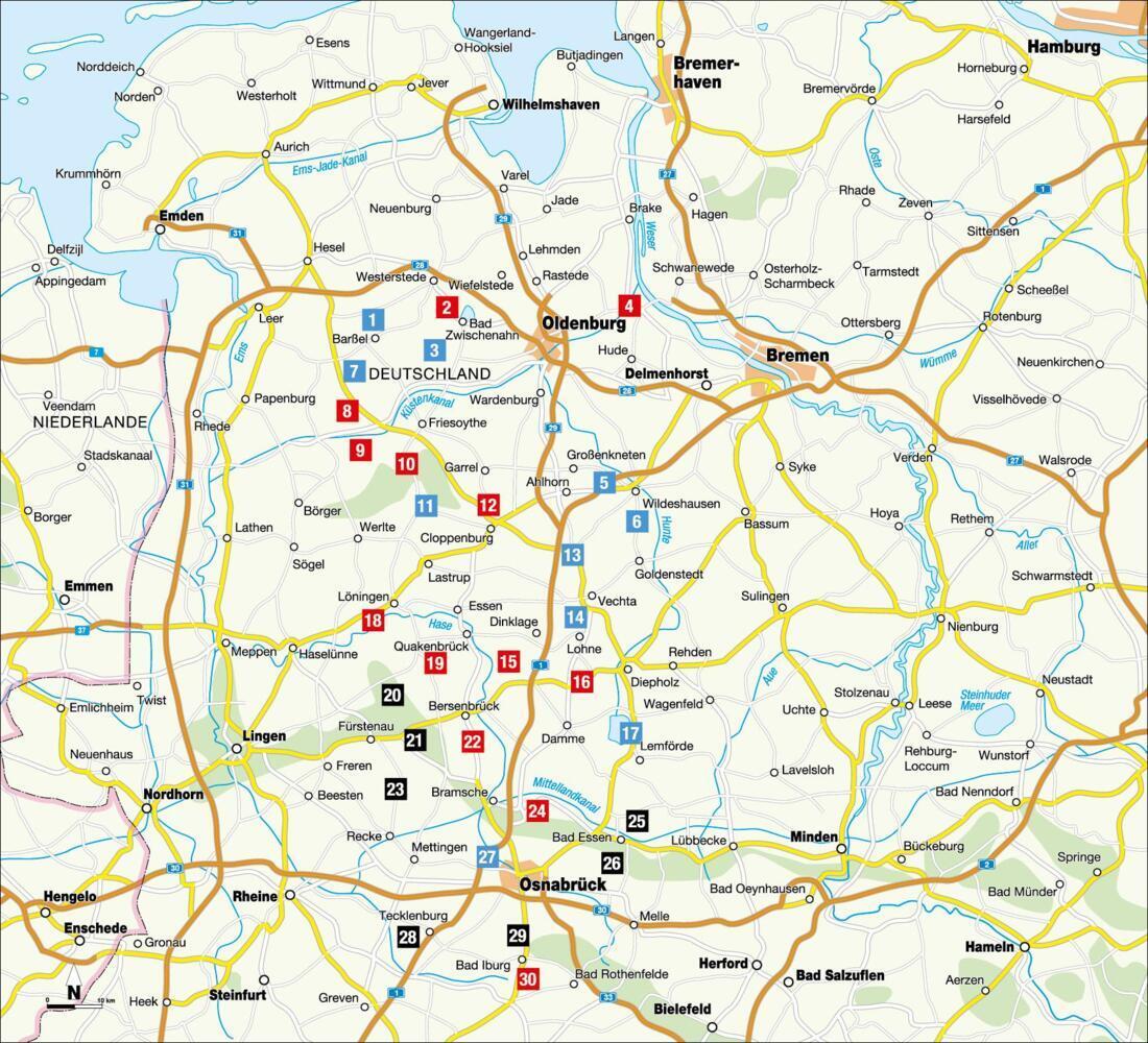 Das Oldenburger und Osnabrücker Land erfahren 30 Radtouren durch malerische Landschaften, zu reizvollen Städten und kulturellen Highlights