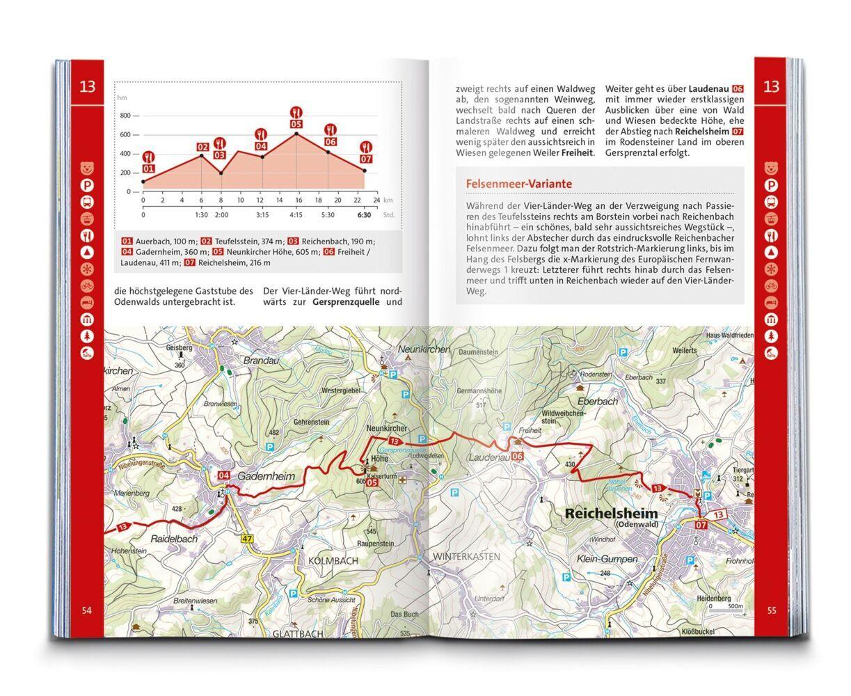 KOMPASS Wanderführer Odenwald, 60 Touren mit Extra-Tourenkarte