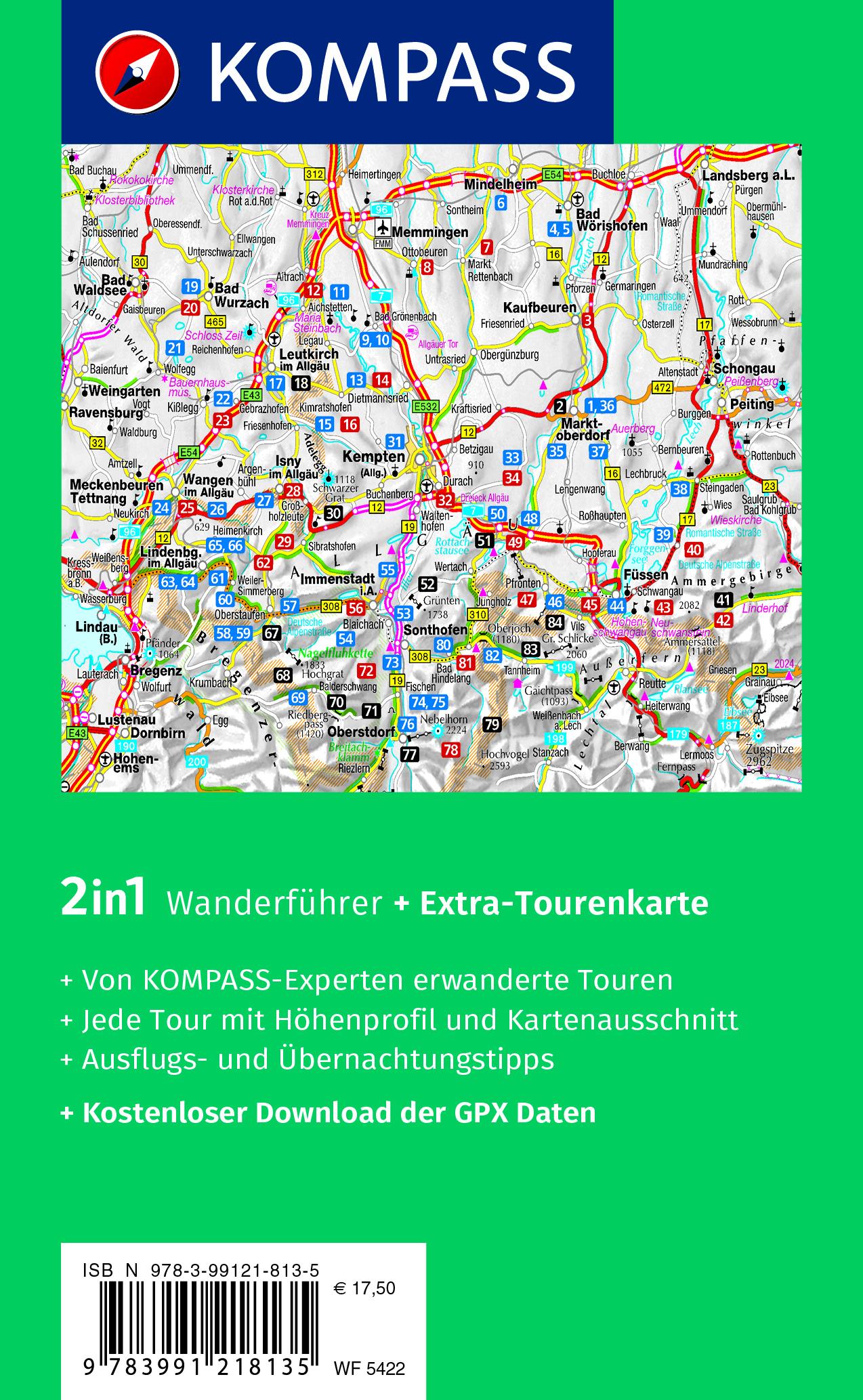 KOMPASS Wanderführer Wandertrilogie Allgäu, 84 Touren mit Extra-Tourenkarte