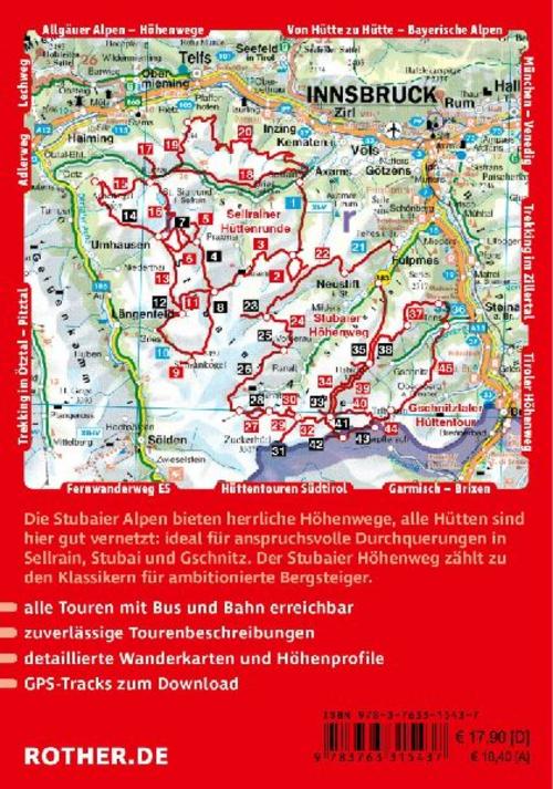 ROTHER Wanderführer Stubaier Höhenweg, Sellrainer Hüttenrunde, Gschnitztaler Hüttentour. 3 alpine Mehrtagestouren
