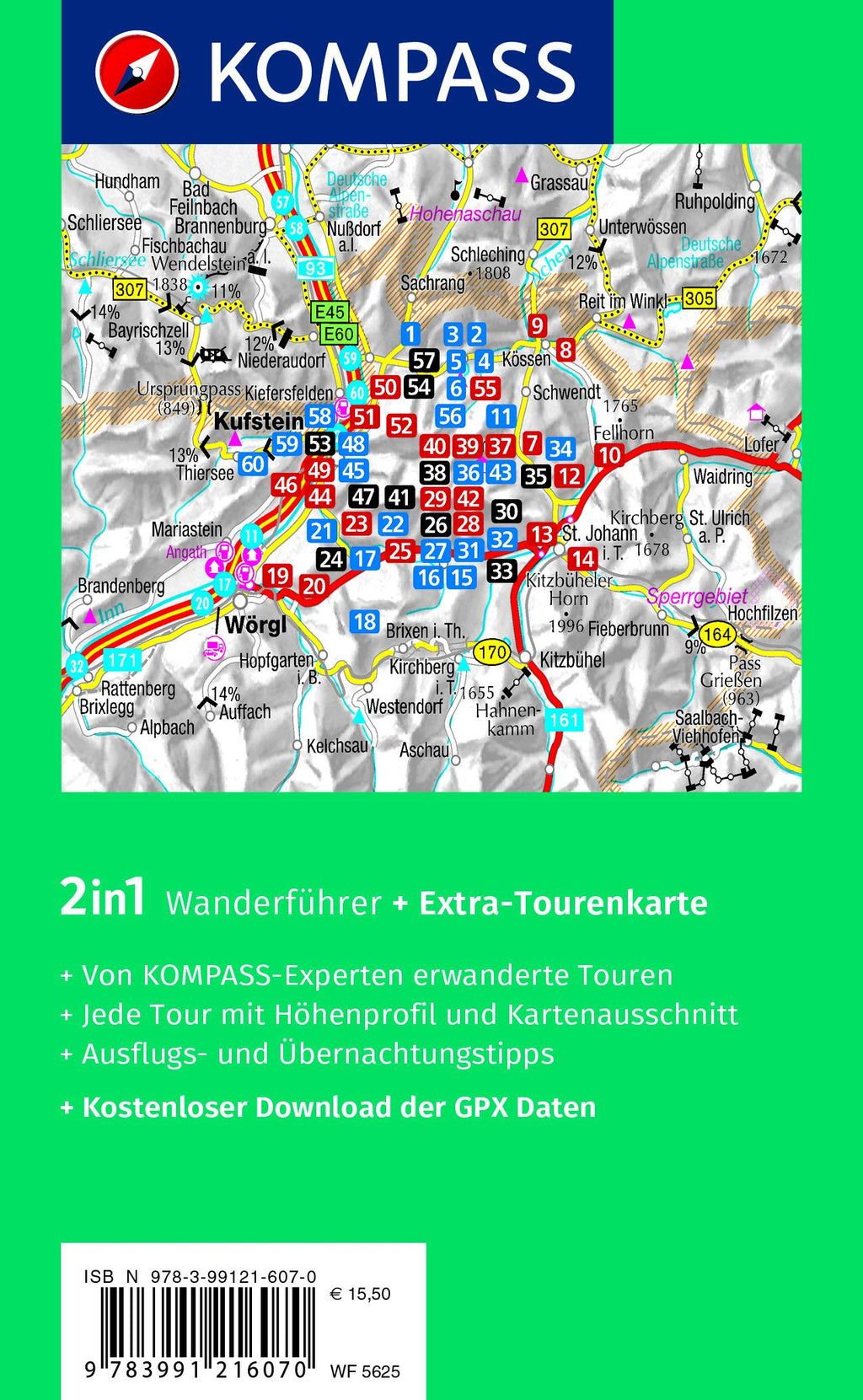 KOMPASS Wanderführer Kaisergebirge, 60 Touren mit Extra-Tourenkarte